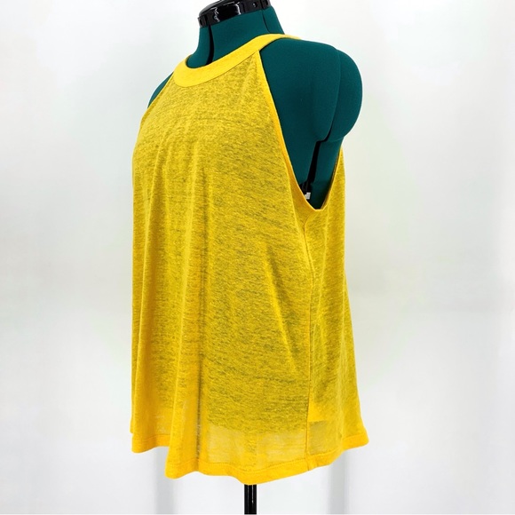 Joie NWT Yellow Linen Banded High Neck Sleeveless Top, XL - Picture 3 of 16